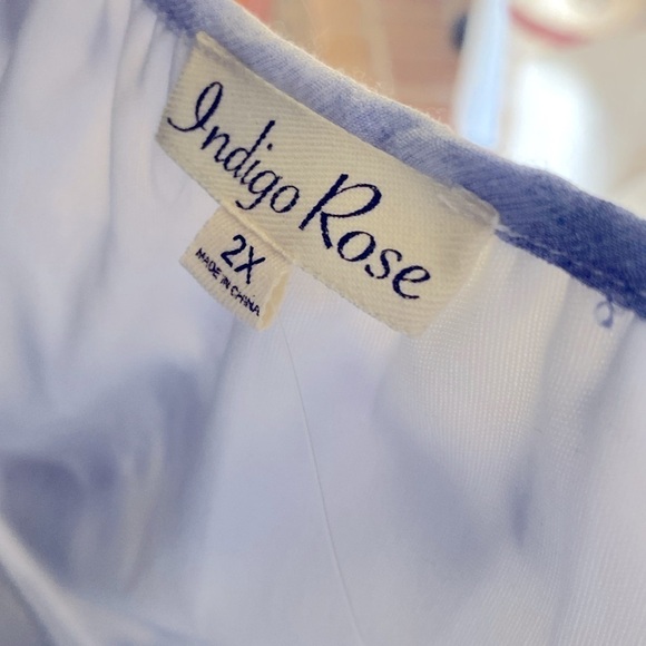 INDIGO ROSE TIE DYE BOHO FLOWY MAXI DRESS LINED BLUE & WHITE SIZE 2X NWT - Picture 5 of 10